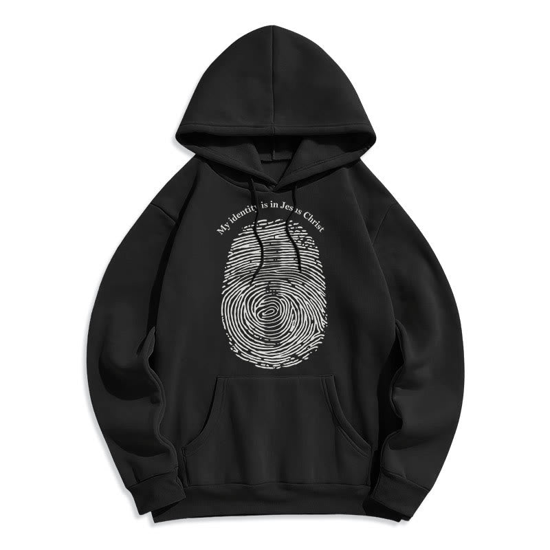 Christianartworkshop Classic Style My Identity Is In Jesus Christ Cross Fleece Lined Polyester Hoodie - Black - 2XL - image 5