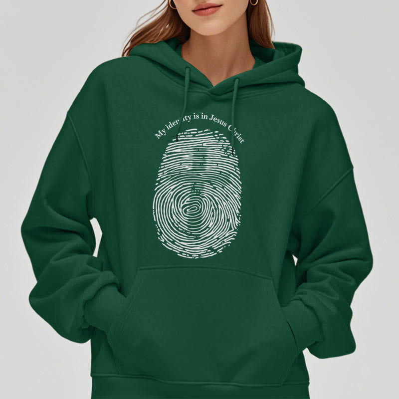 Christianartworkshop Classic Style My Identity Is In Jesus Christ Cross Fleece Lined Polyester Hoodie