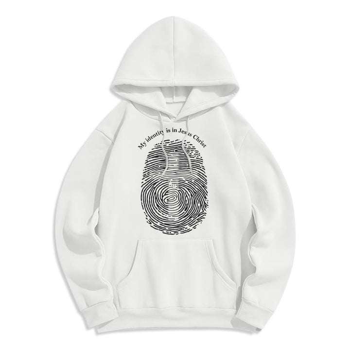 Christianartworkshop Classic Style My Identity Is In Jesus Christ Cross Fleece Lined Polyester Hoodie - White - 2XL - image 0