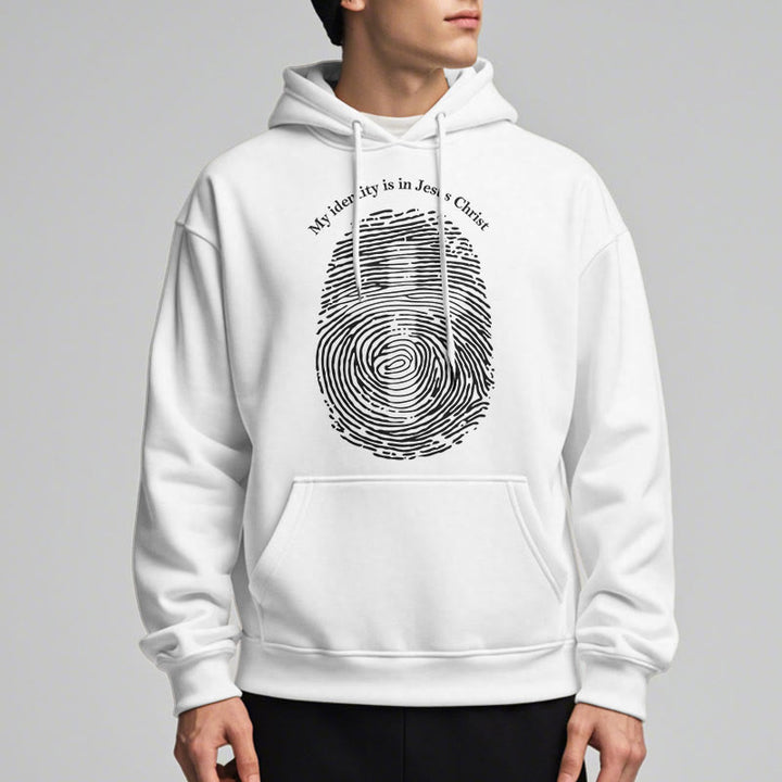 Christianartworkshop Classic Style My Identity Is In Jesus Christ Cross Fleece Lined Polyester Hoodie - image 1
