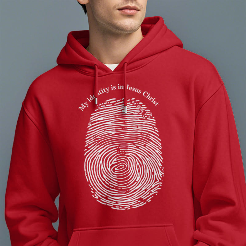 Christianartworkshop Classic Style My Identity Is In Jesus Christ Cross Fleece Lined Polyester Hoodie