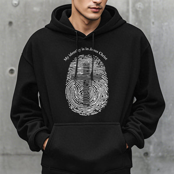 Christianartworkshop Classic Style My Identity Is In Jesus Christ Cross Fleece Lined Polyester Hoodie