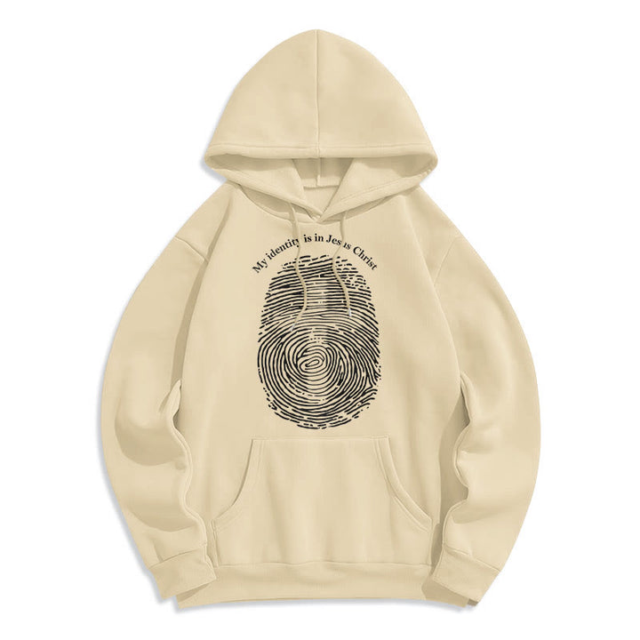 Christianartworkshop Classic Style My Identity Is In Jesus Christ Cross Fleece Lined Polyester Hoodie