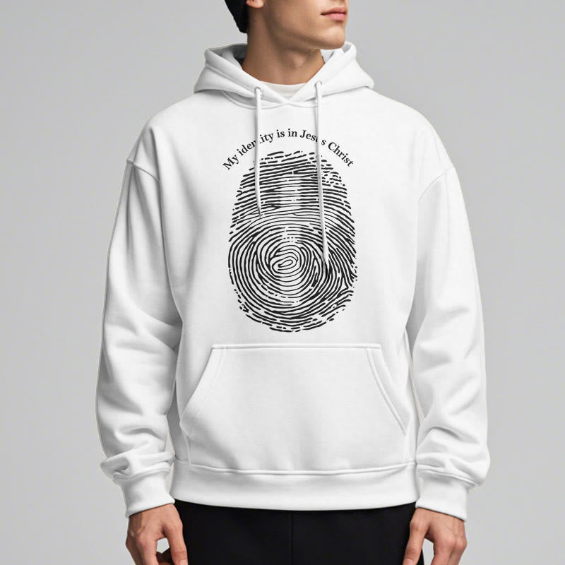 Christianartworkshop Classic Style My Identity Is In Jesus Christ Cross Fleece Lined Polyester Hoodie