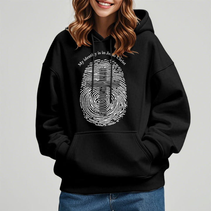 Christianartworkshop Classic Style My Identity Is In Jesus Christ Cross Fleece Lined Polyester Hoodie