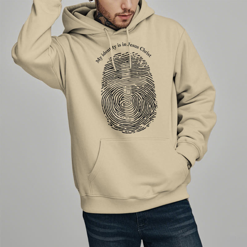 Christianartworkshop Classic Style My Identity Is In Jesus Christ Cross Fleece Lined Polyester Hoodie