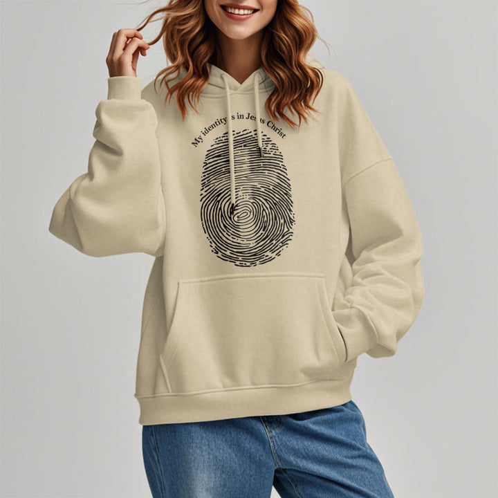 Christianartworkshop Classic Style My Identity Is In Jesus Christ Cross Fleece Lined Polyester Hoodie