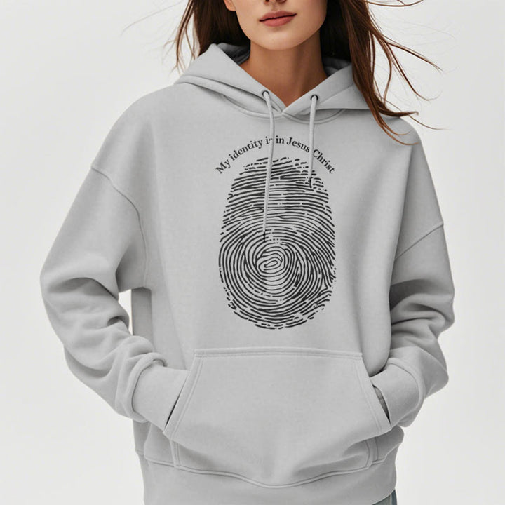 Christianartworkshop Classic Style My Identity Is In Jesus Christ Cross Fleece Lined Polyester Hoodie