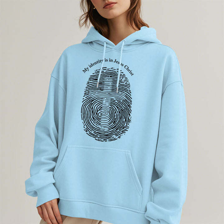 Christianartworkshop Classic Style My Identity Is In Jesus Christ Cross Fleece Lined Polyester Hoodie