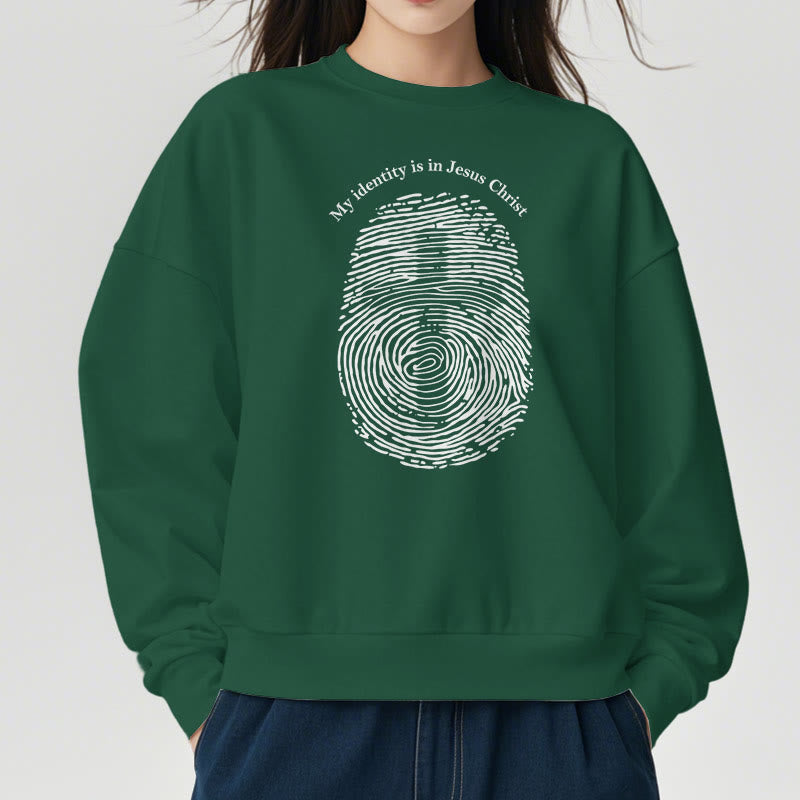 Christianartworkshop Classic Style My Identity Is In Jesus Christ Cross Fleece Lined Polyester Sweatshirt