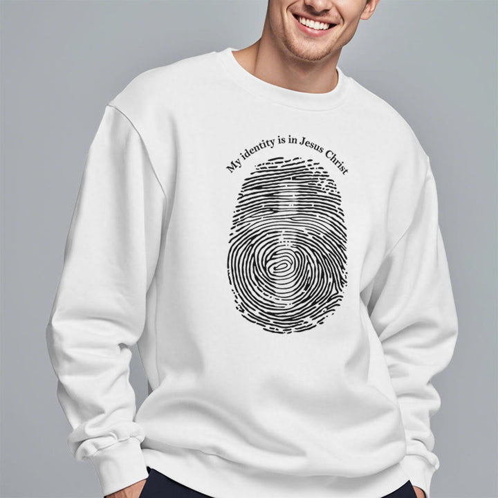 Christianartworkshop Classic Style My Identity Is In Jesus Christ Cross Fleece Lined Polyester Sweatshirt