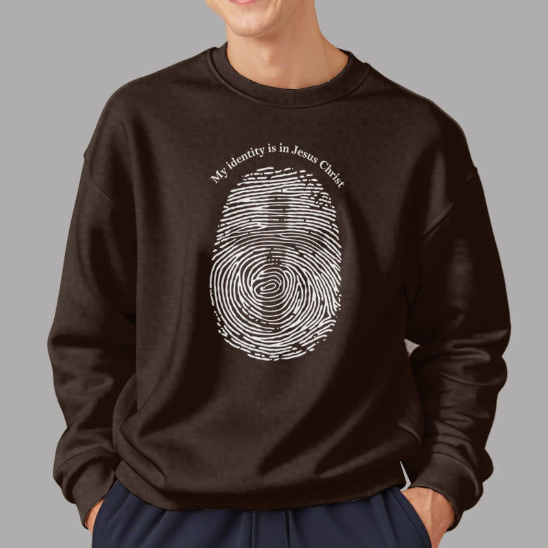 Christianartworkshop Classic Style My Identity Is In Jesus Christ Cross Fleece Lined Polyester Sweatshirt