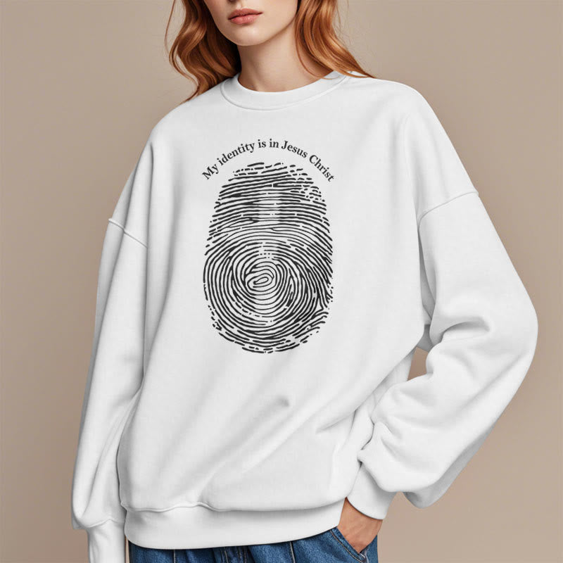 Christianartworkshop Classic Style My Identity Is In Jesus Christ Cross Fleece Lined Polyester Sweatshirt - image 2