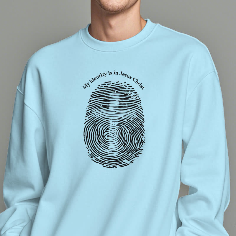 Christianartworkshop Classic Style My Identity Is In Jesus Christ Cross Fleece Lined Polyester Sweatshirt