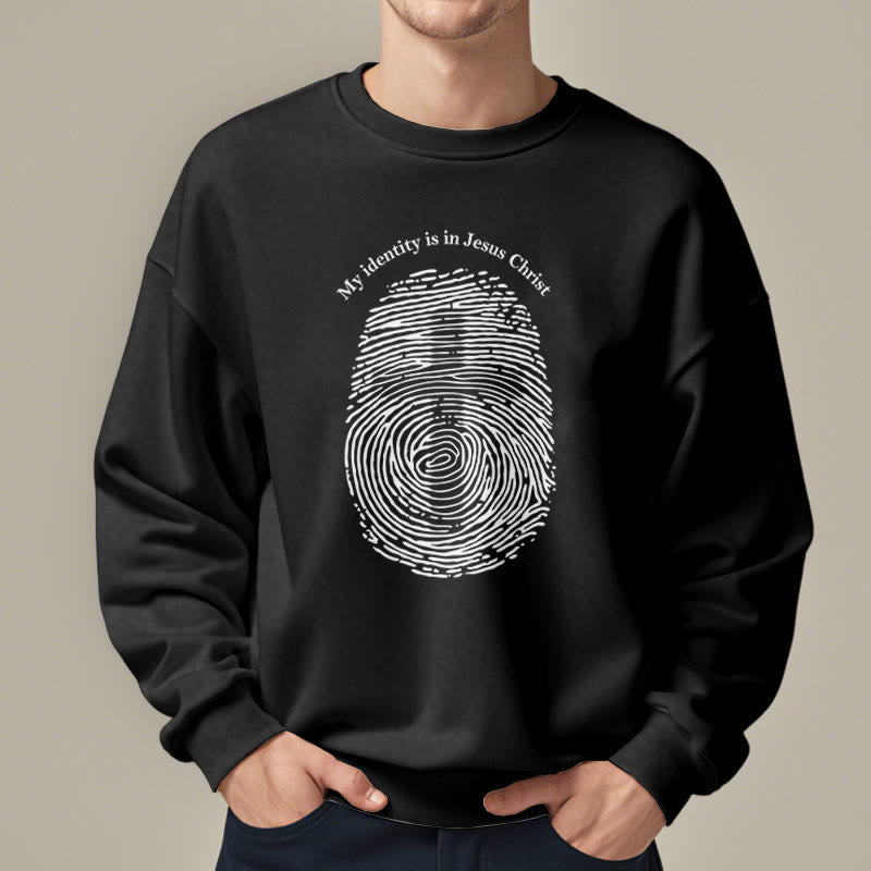 Christianartworkshop Classic Style My Identity Is In Jesus Christ Cross Fleece Lined Polyester Sweatshirt