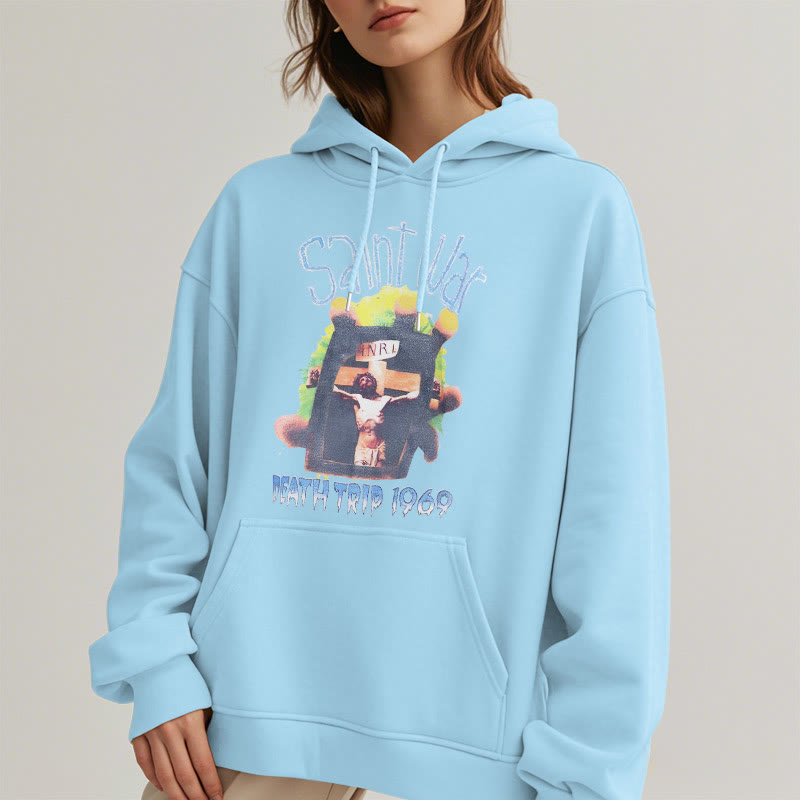 Christianartworkshop Modern Colored Style Saint War Fleece Lined Polyester Hoodie