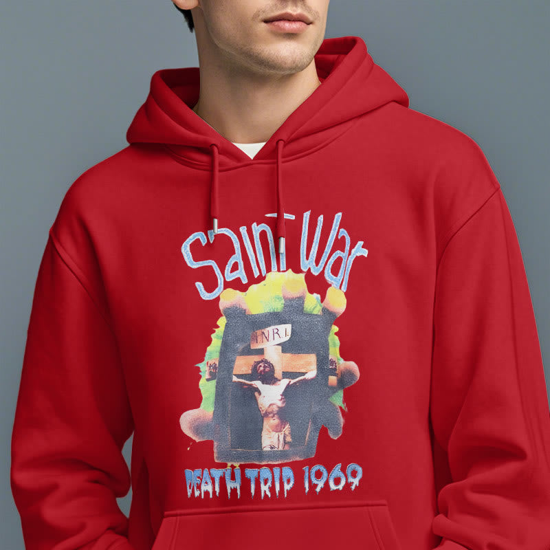 Christianartworkshop Modern Colored Style Saint War Fleece Lined Polyester Hoodie