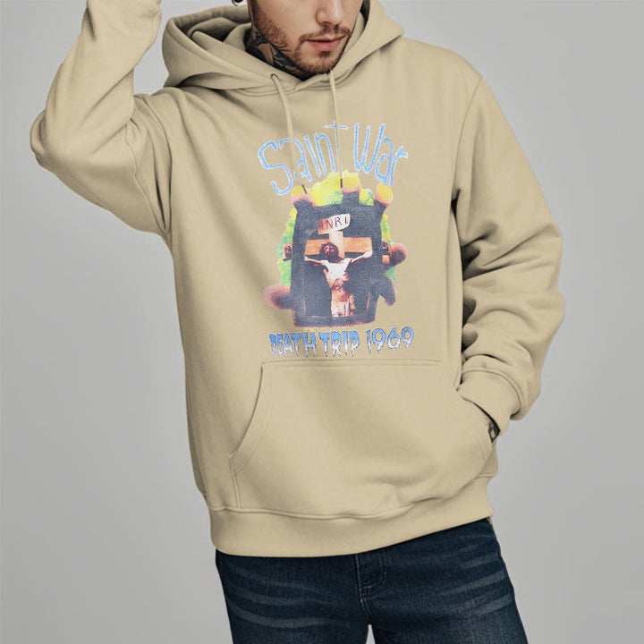 Christianartworkshop Modern Colored Style Saint War Fleece Lined Polyester Hoodie