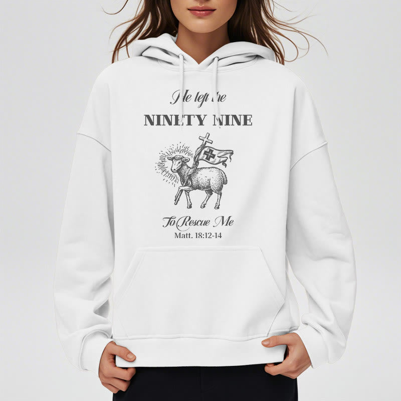 Christianartworkshop Quotation Style He Left the Ninety-Nine Fleece Lined Polyester Hoodie