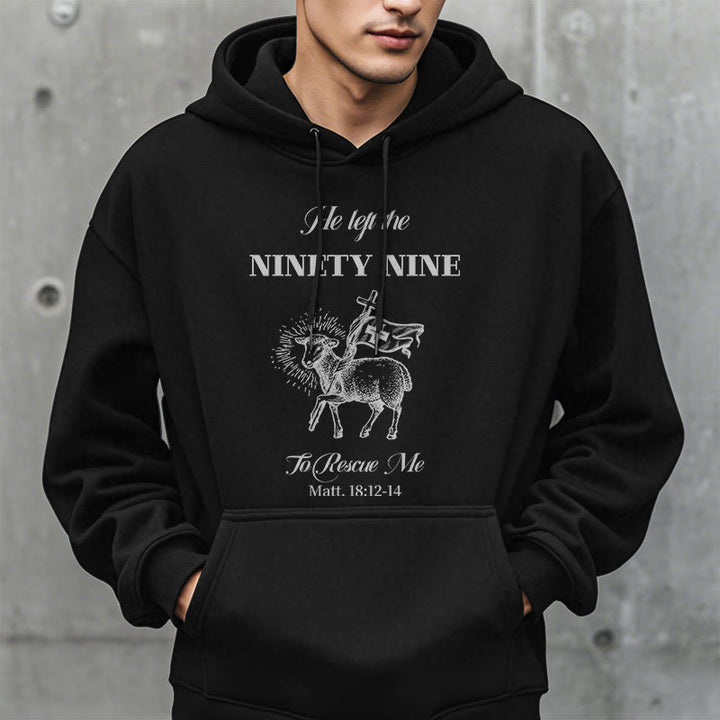 Christianartworkshop Quotation Style He Left the Ninety-Nine Fleece Lined Polyester Hoodie - image 8