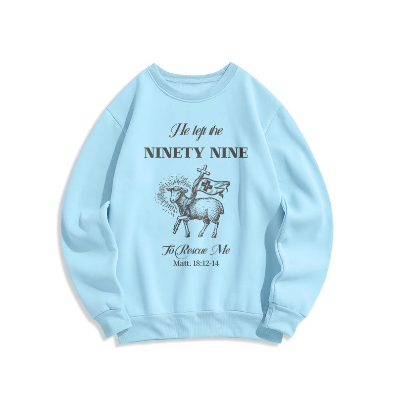 Christianartworkshop Quotation Style He Left the Ninety-Nine Fleece Lined Polyester Sweatshirt - Blue - 2XL - image 25