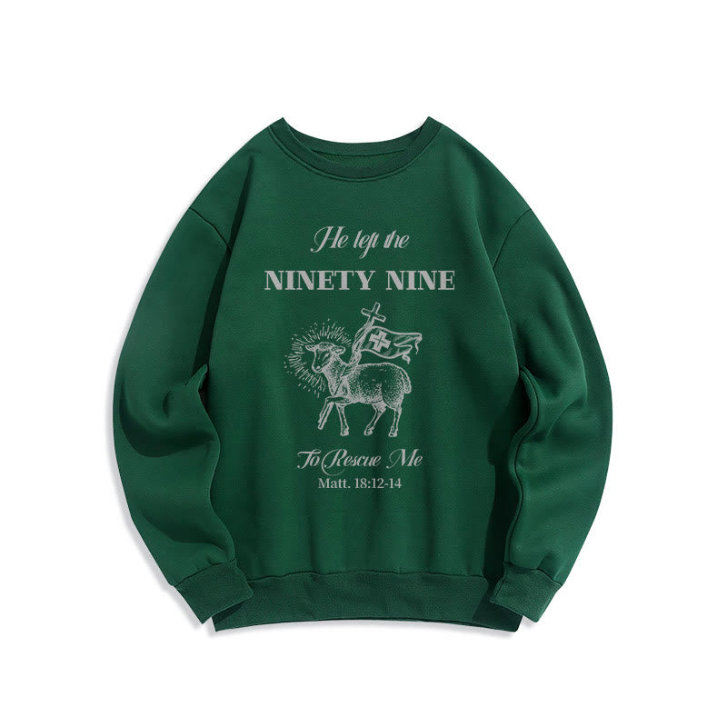 Christianartworkshop Quotation Style He Left the Ninety-Nine Fleece Lined Polyester Sweatshirt - Green - 2XL - image 20