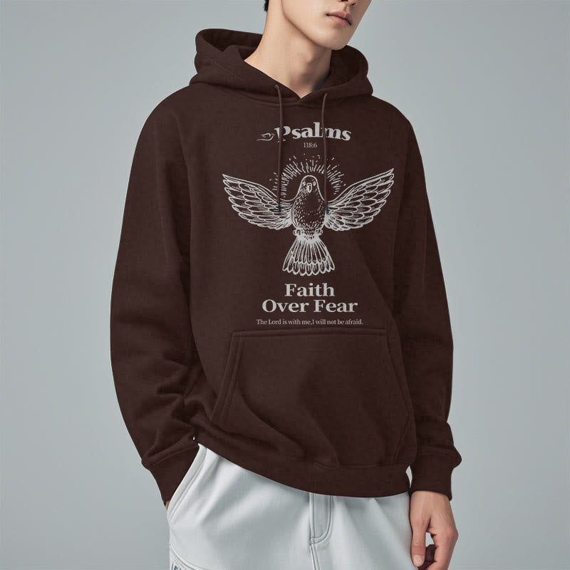 Christianartworkshop Classic Quotation Style Faith Over Fear Fleece Lined Polyester Hoodie