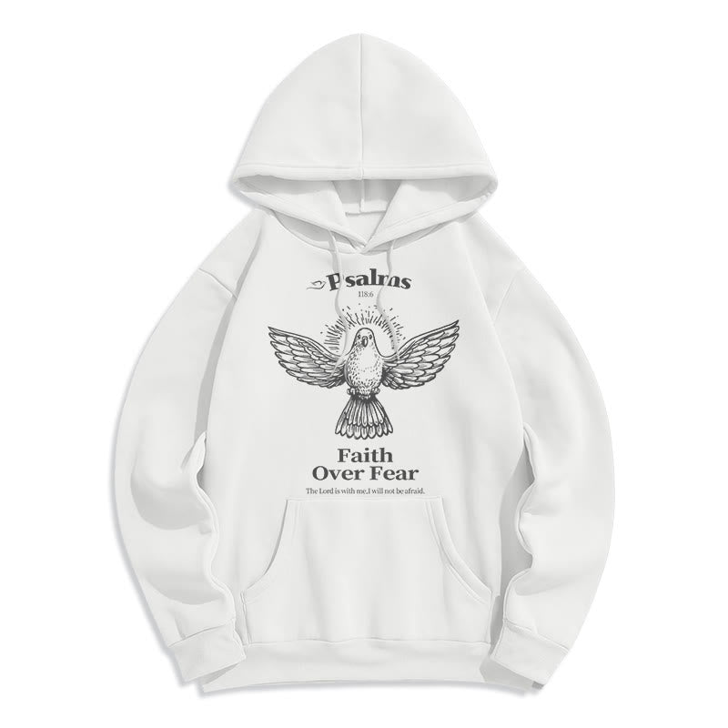 Christianartworkshop Classic Quotation Style Faith Over Fear Fleece Lined Polyester Hoodie