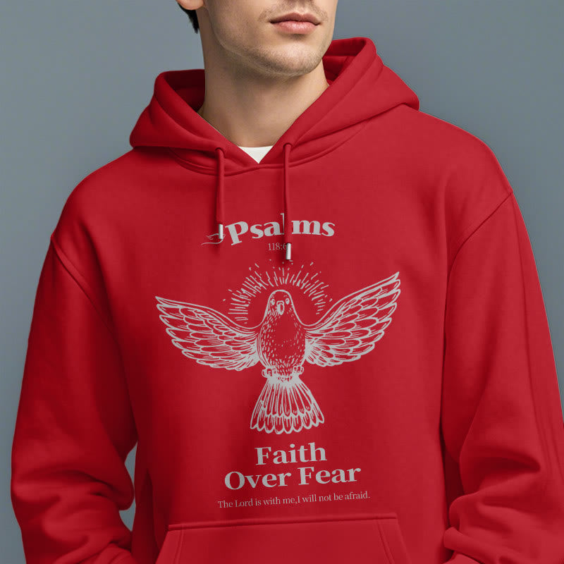 Christianartworkshop Classic Quotation Style Faith Over Fear Fleece Lined Polyester Hoodie