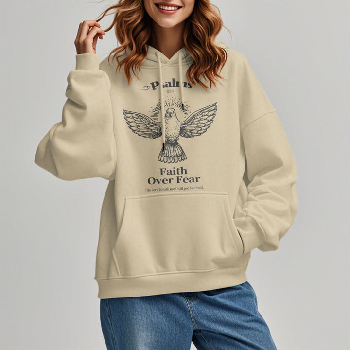 Christianartworkshop Classic Quotation Style Faith Over Fear Fleece Lined Polyester Hoodie - image 18