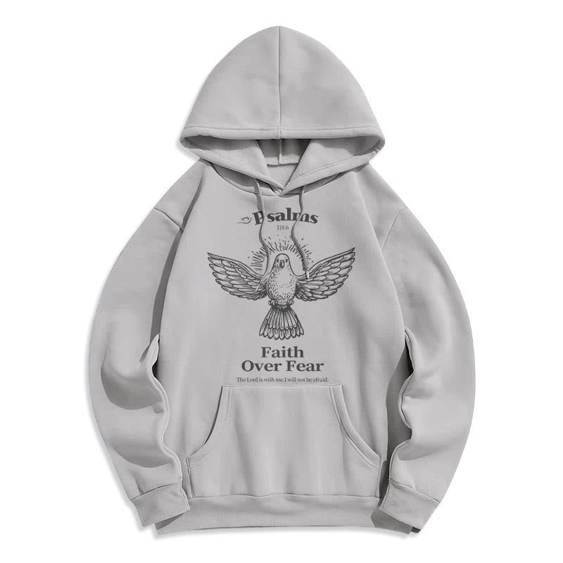 Christianartworkshop Classic Quotation Style Faith Over Fear Fleece Lined Polyester Hoodie