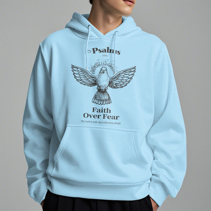 Christianartworkshop Classic Quotation Style Faith Over Fear Fleece Lined Polyester Hoodie