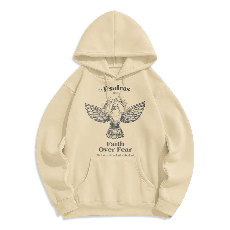 Christianartworkshop Classic Quotation Style Faith Over Fear Fleece Lined Polyester Hoodie