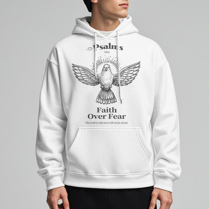 Christianartworkshop Classic Quotation Style Faith Over Fear Fleece Lined Polyester Hoodie