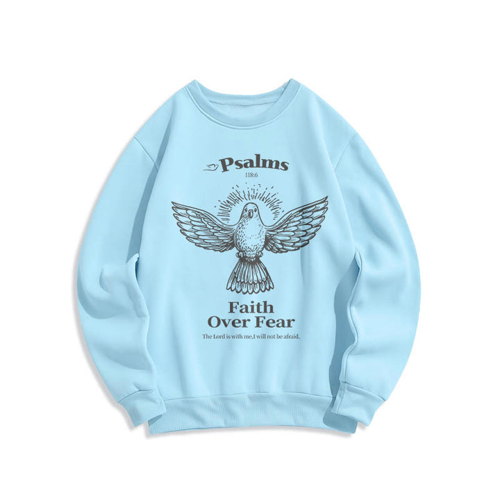 Christianartworkshop Classic Quotation Style Faith Over Fear Fleece Lined Polyester Sweatshirt