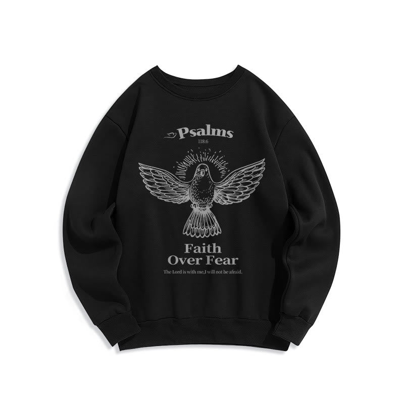 Christianartworkshop Classic Quotation Style Faith Over Fear Fleece Lined Polyester Sweatshirt