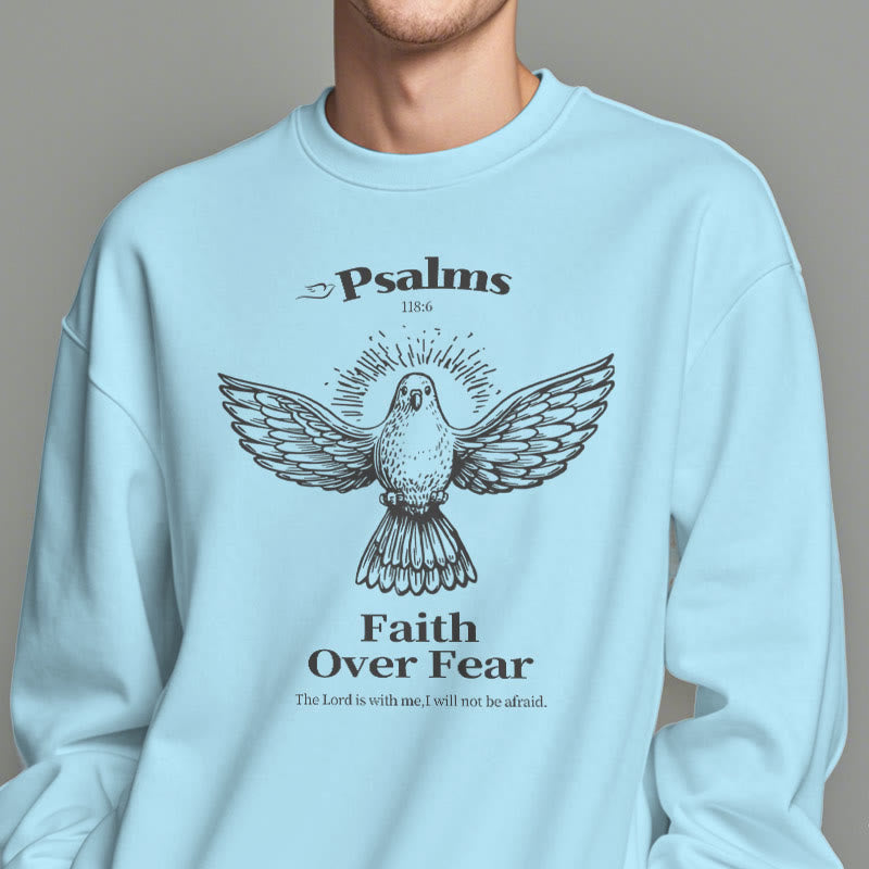 Christianartworkshop Classic Quotation Style Faith Over Fear Fleece Lined Polyester Sweatshirt