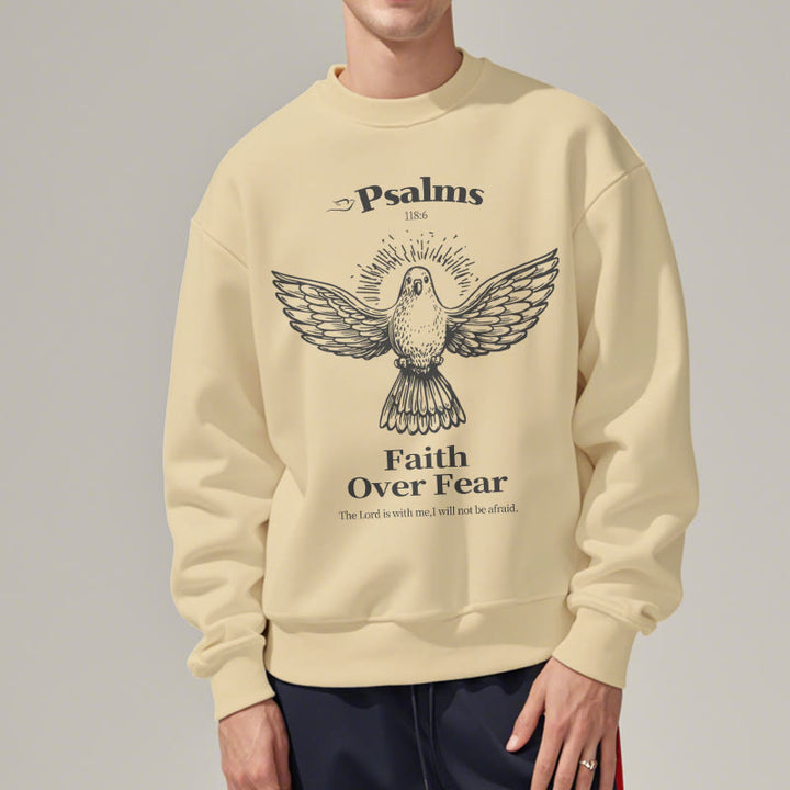 Christianartworkshop Classic Quotation Style Faith Over Fear Fleece Lined Polyester Sweatshirt