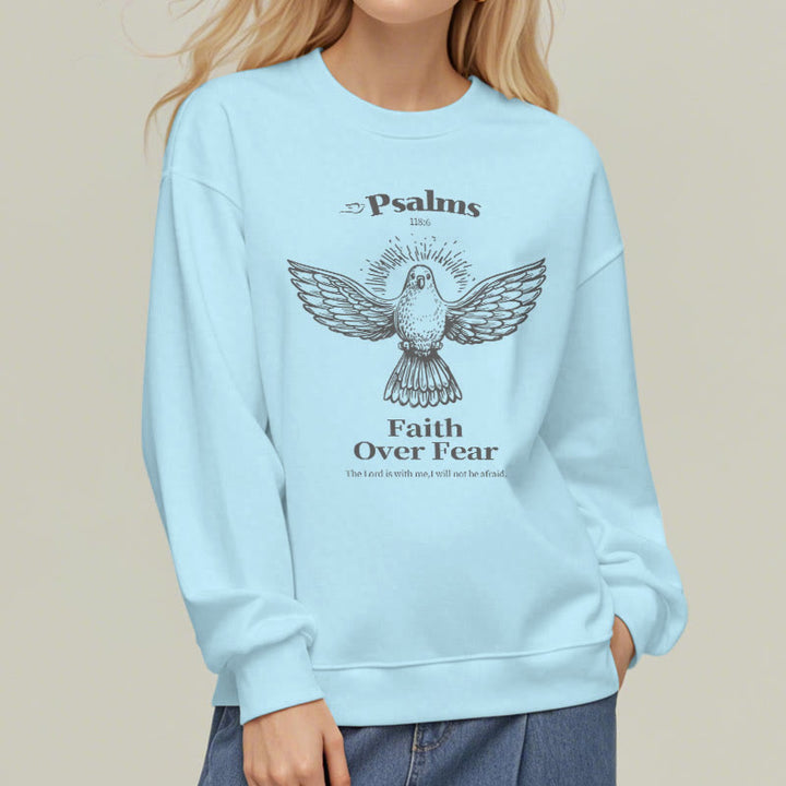 Christianartworkshop Classic Quotation Style Faith Over Fear Fleece Lined Polyester Sweatshirt