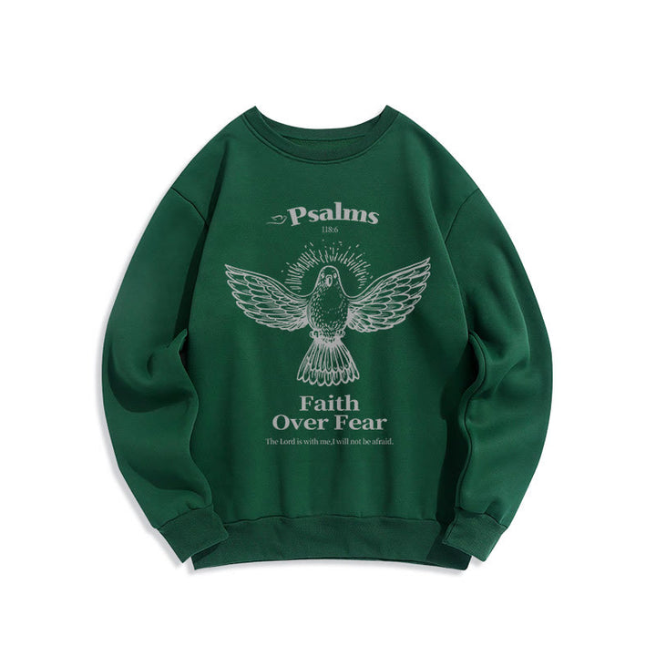 Christianartworkshop Classic Quotation Style Faith Over Fear Fleece Lined Polyester Sweatshirt