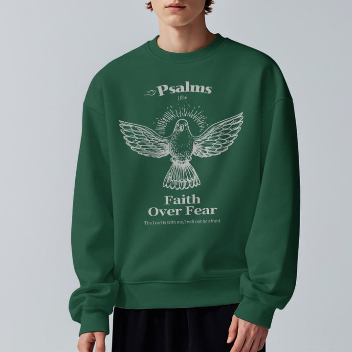 Christianartworkshop Classic Quotation Style Faith Over Fear Fleece Lined Polyester Sweatshirt