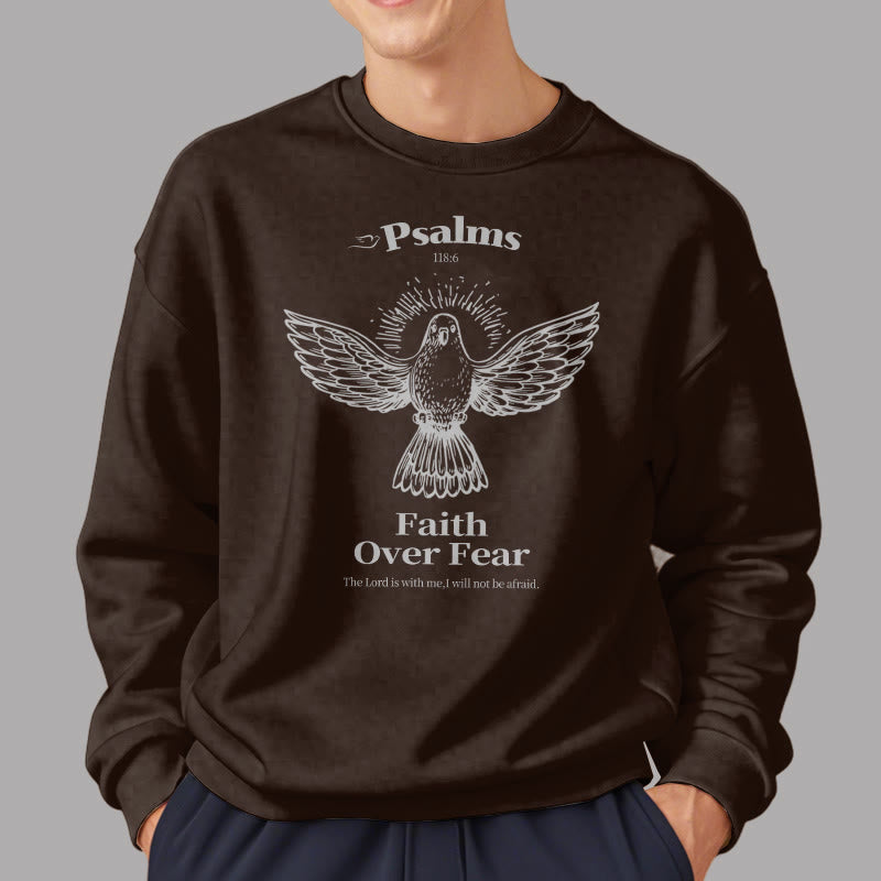 Christianartworkshop Classic Quotation Style Faith Over Fear Fleece Lined Polyester Sweatshirt