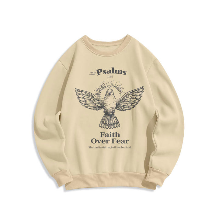 Christianartworkshop Classic Quotation Style Faith Over Fear Fleece Lined Polyester Sweatshirt - Beige - 2XL - image 15