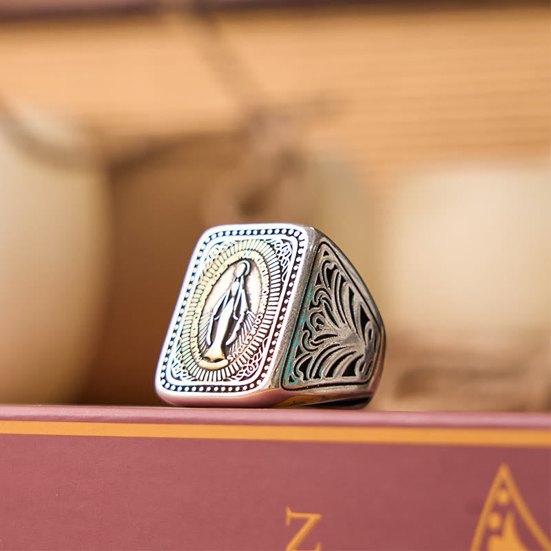 FREE Today: Retro Style Miraculous Medal Virgin Mary Faith Titanium Steel Ring - image 1
