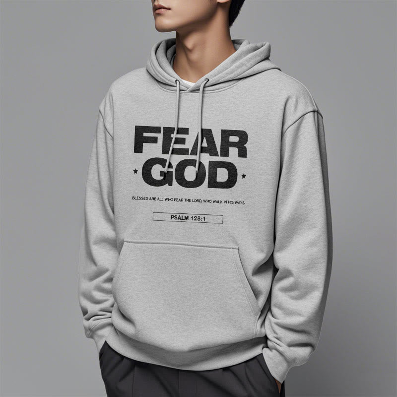 Christianartworkshop Classic Quotation Style Fear God Faith Blessed Fleece Lined Polyester Hoodie