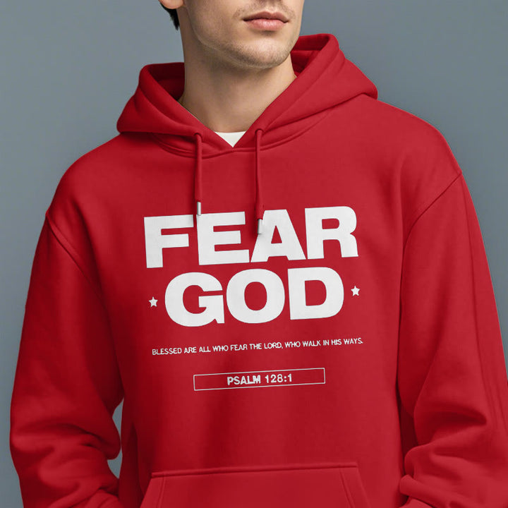 Christianartworkshop Classic Quotation Style Fear God Faith Blessed Fleece Lined Polyester Hoodie