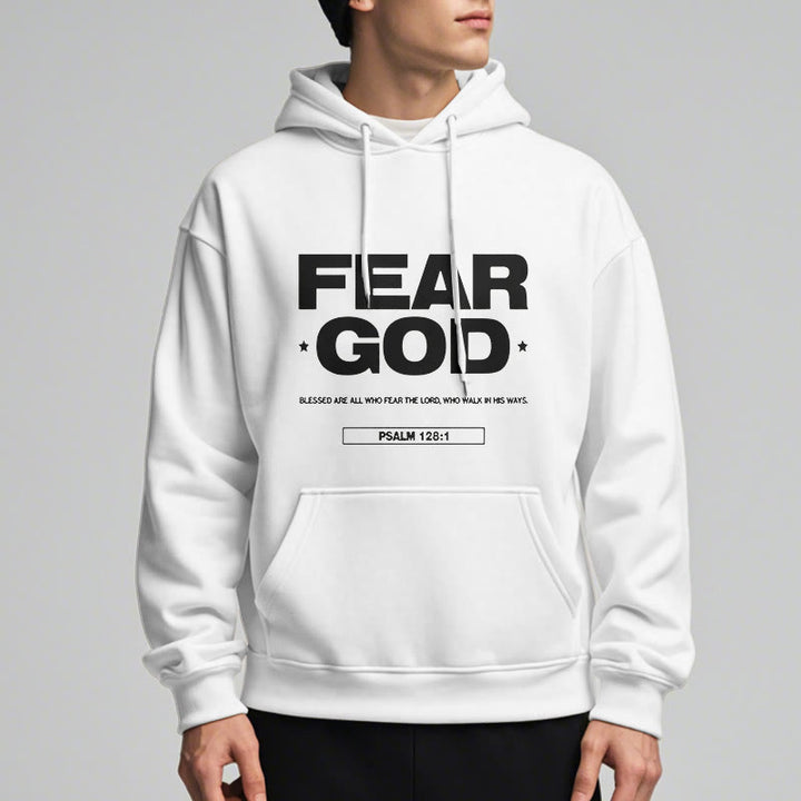 Christianartworkshop Classic Quotation Style Fear God Faith Blessed Fleece Lined Polyester Hoodie - image 7