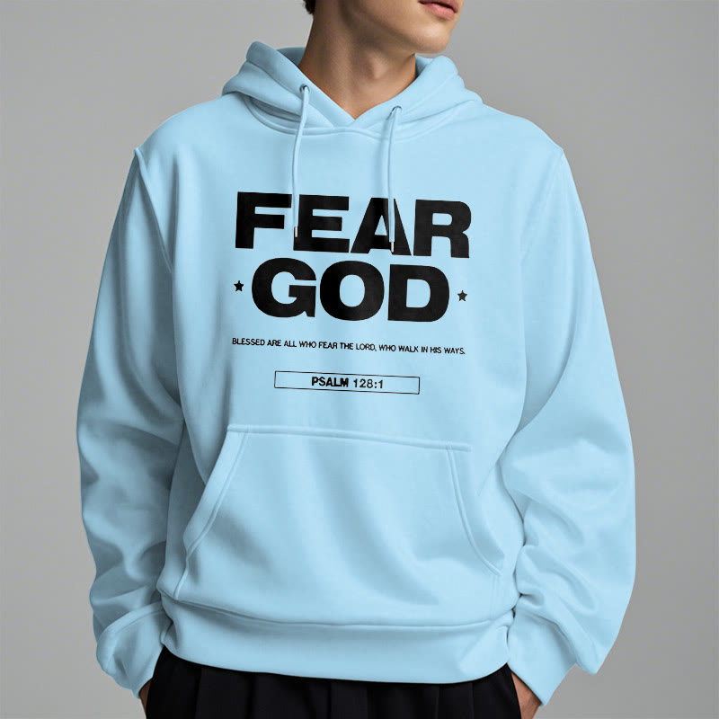 Christianartworkshop Classic Quotation Style Fear God Faith Blessed Fleece Lined Polyester Hoodie