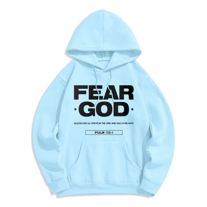 Christianartworkshop Classic Quotation Style Fear God Faith Blessed Fleece Lined Polyester Hoodie