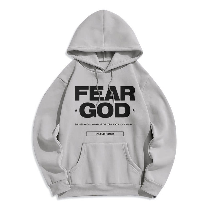 Christianartworkshop Classic Quotation Style Fear God Faith Blessed Fleece Lined Polyester Hoodie - Grey - 2XL - image 30
